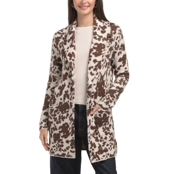 HAUTE HIPPIE STYLE Chocolate Cow Pattern Knit Blazer - Picture 1 of 2